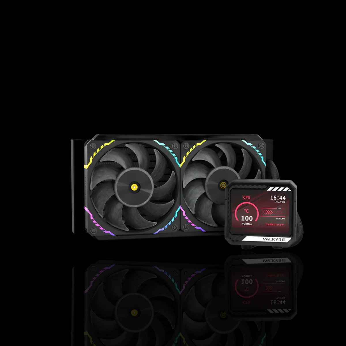 VALKYRIE V240 AIO CPU LIQUID COOLER with LCD Screen, Black