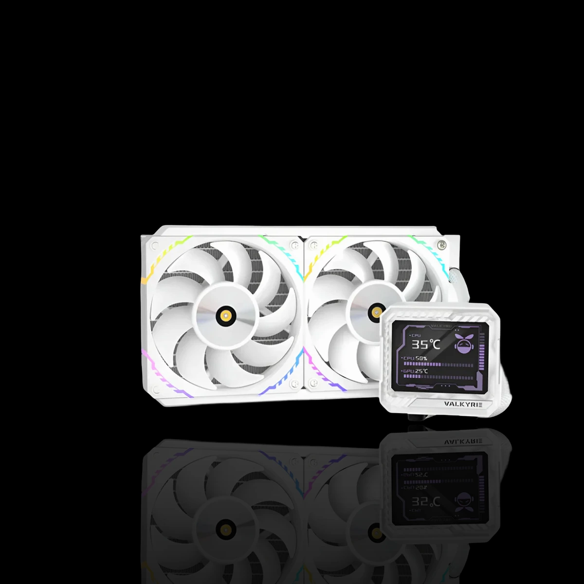 VALKYRIE V240 AIO CPU LIQUID COOLER with LCD Screen, White