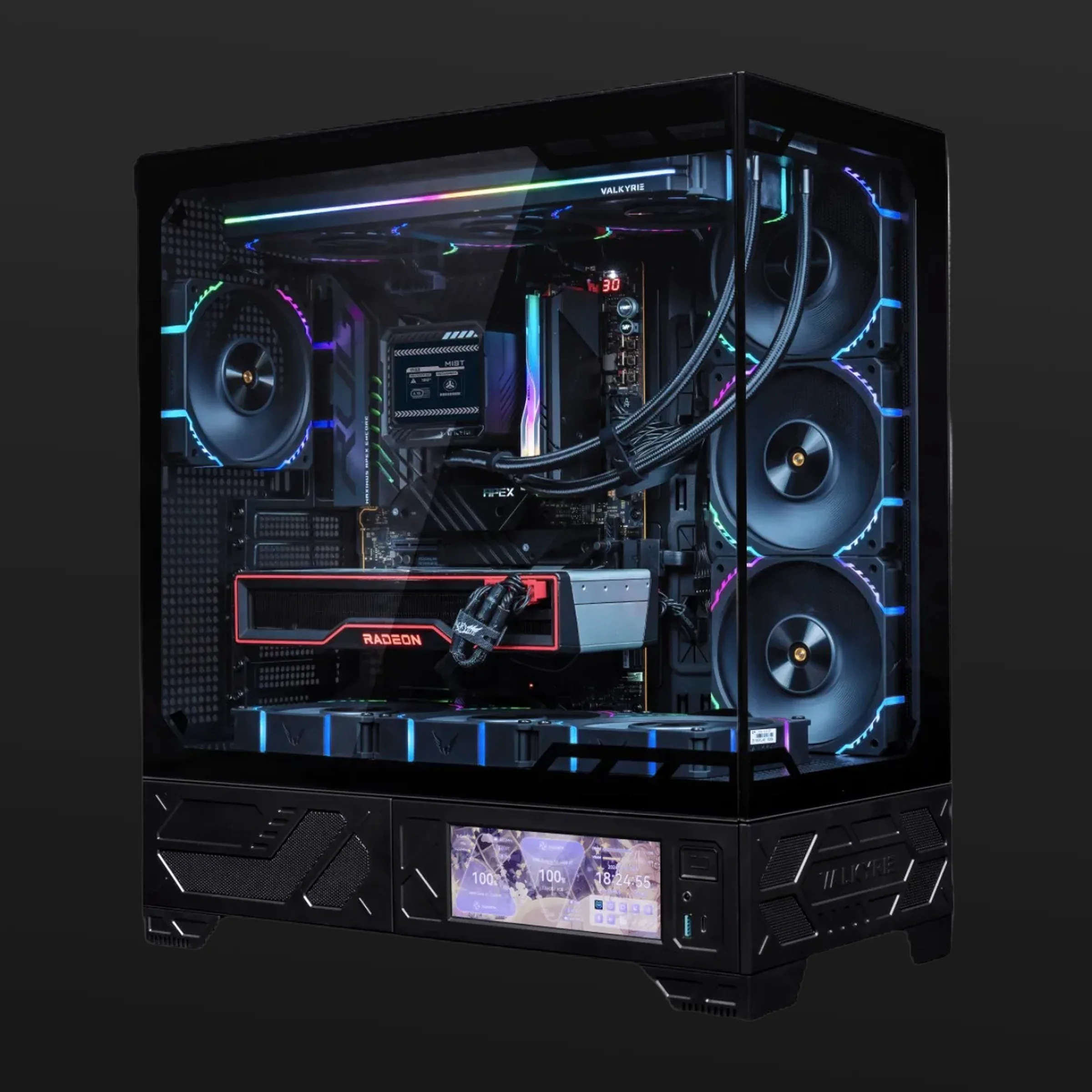 VALKYRIE VK-03 LITE MID TOWER ATX PC Case with LCD Screen, Black