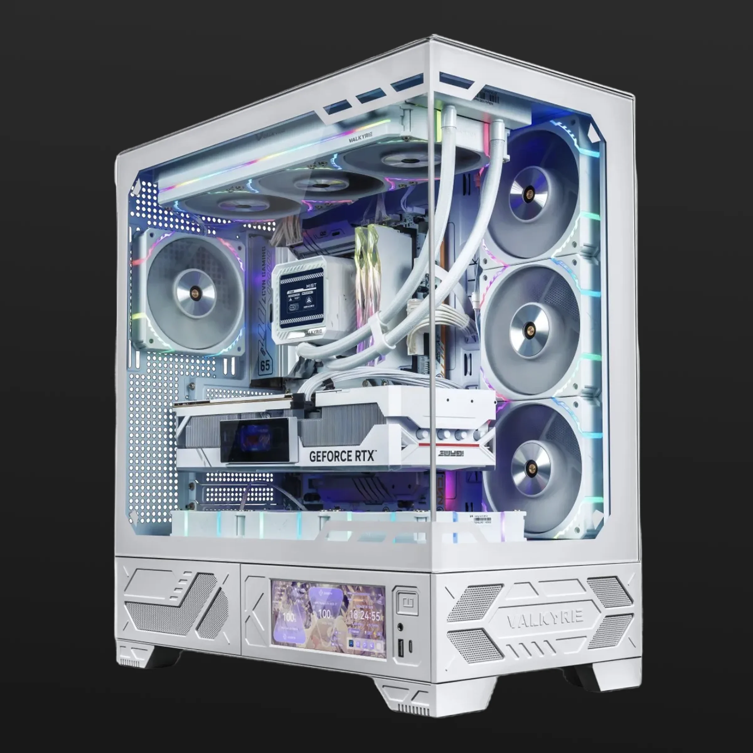 VALKYRIE VK-03 LITE MID TOWER ATX PC Case with LCD Screen, White